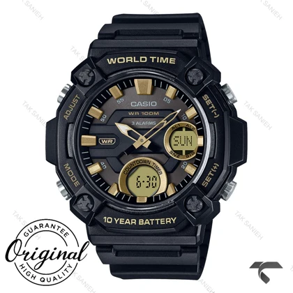 ساعت کاسیو مردانه AEQ-120W-9AV اصل ایندکس طلایی Casio-11843-G