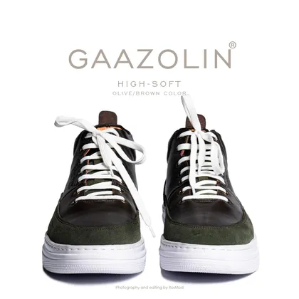 کتانی ساق‌دار گازولین های-سافت زیتونی/شکلاتی - GAAZOLIN High Soft Olive/Brown