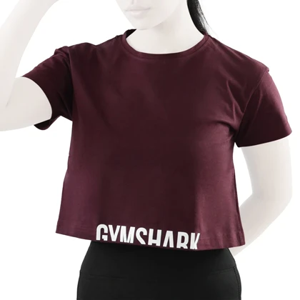 کراپ آستین کوتاه ورزشی زنانه جیم شارک مدل PB-4L1188 زرشکی