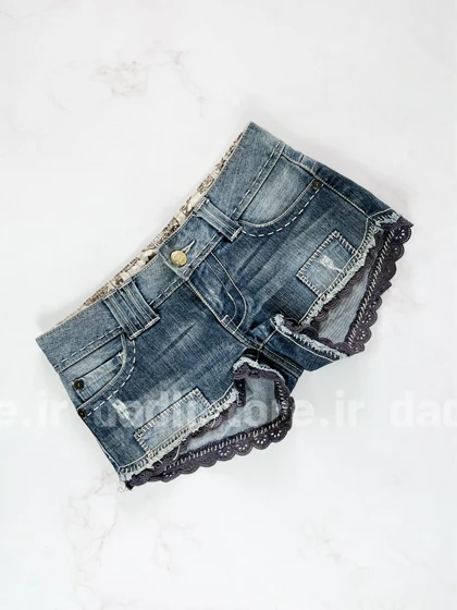 شورتک کوتاه جین پاچه نوار دوزی
