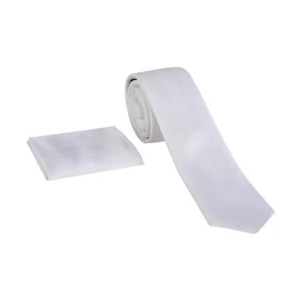 ست کراوات و دستمال جیب سفید 98141