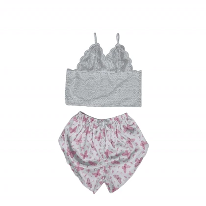 ست نیم‌تنه گیپور و شلوارک طرح پروانه 131