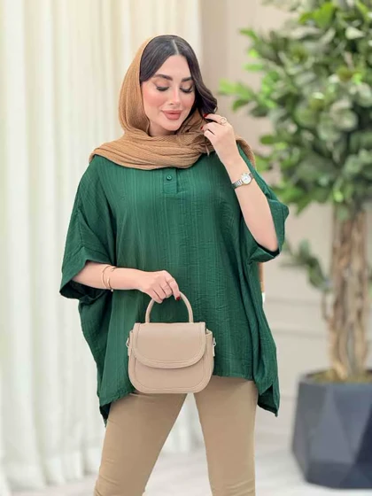 مانتو پانچ یقه دو دکمه