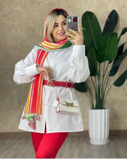 شومیز سفید تکی کد 44037