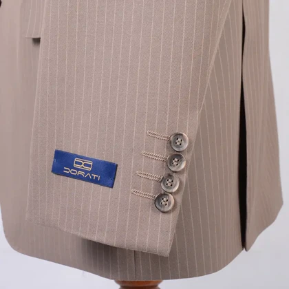 کت و شلوار دو دکمه نسکافه ای راه راه