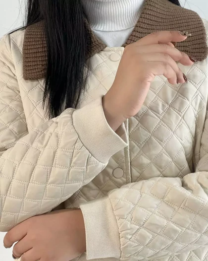 کاپشن چرم یقه بافت کد 5370