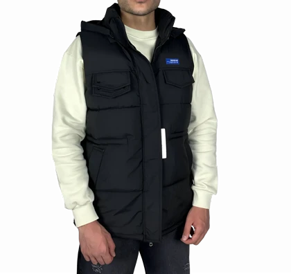 جلیقه پافر (بادی) کلاهدار مردانه - مشکی - مدل جیب‌دار تاکتیکال