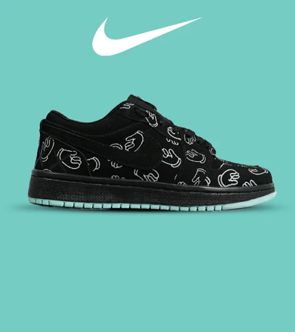 کفش کتانی مردانه و زنانه مشکی Jordan 1 x Kaws مدل 6914