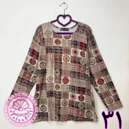 بلوز نخی پنبه‌ای آستین بلند قواره بزرگ زنانه (کالکشن 3)