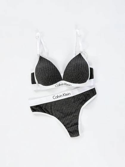 ست شورت و سوتین دخترانه پوش آپ دار کبریتی نوشته کلوین کلاین Calvin klein فیتن Fitan