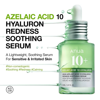 سرم ضد قرمزی و تسکین‌دهنده پوست آنوا Anua مدل Azelaic Acid 10+ Hyaluron