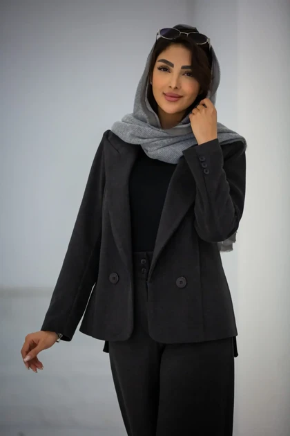 کت زنانه یقه بلیزر بغل چاک