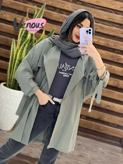 مانتو لینن دکمه چوبی