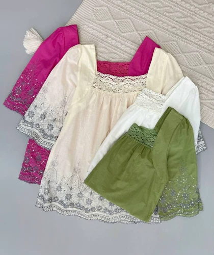 شومیز نخ هندی گلدوزی و پولک دوزی کد 3828