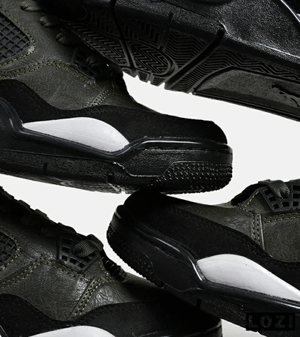 کتانی ساق‌دار زنانه و مردانه سبز زیتونی Nike air jordan 4 مدل 6019