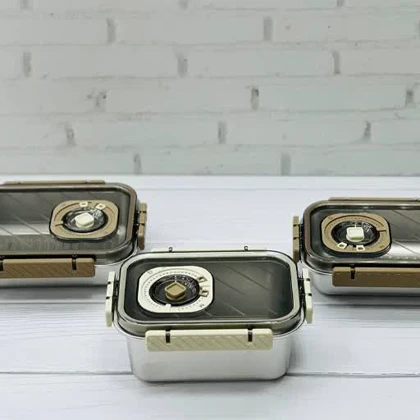 ظرف نگهدارنده غذا فریزری استیل مستطیل قفل دار