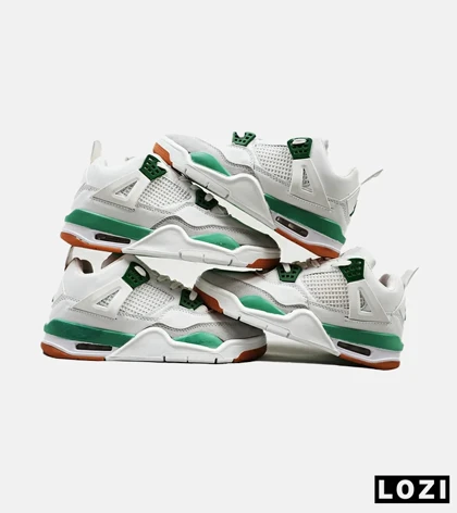 کتانی ساق‌دار زنانه و مردانه سفید طوسی سبز Nike air jordan 4 مدل 4829