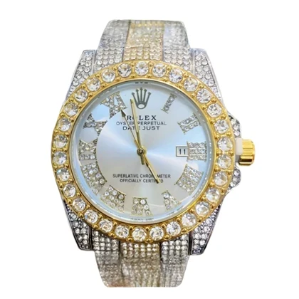 ساعت مچی زنانه رولکس فول نگین تقویم دار