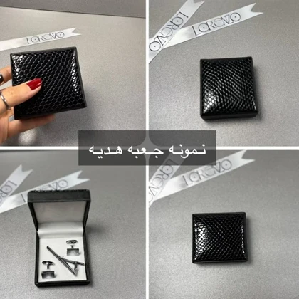 دکمه سردست و گیره کراوات نقره ای لورنزو کد 1204