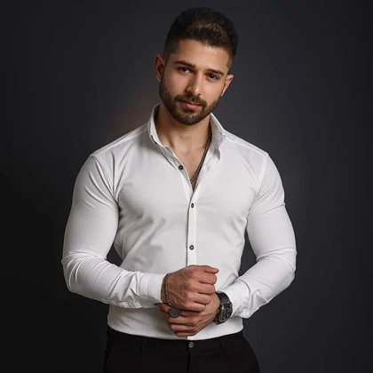 پیراهن مردانه سفید مدل VQ