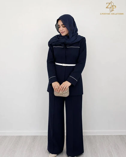 کت و شلوار زنانه کرپ مغزی دوزی کارمن