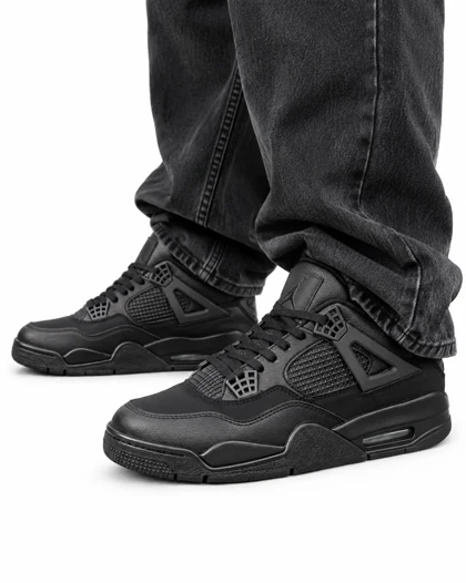 کفش کتانی بزرگ پا مردانه مدل نایکی جرن فور مشکی فول Nike jordan 4