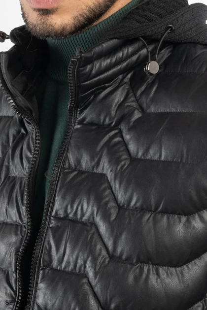 کاپشن مردانه چرم مصنوعی پفی