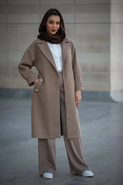 پالتو بلند جیب دکمه دار