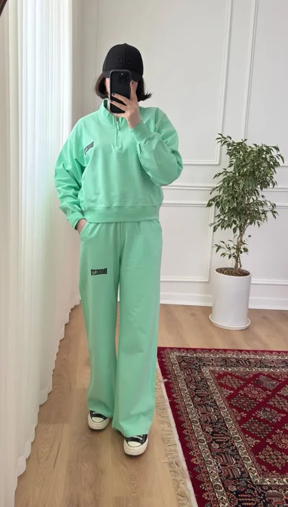 ست دخترانه دورس نیم زیپ شلوار بروکلین