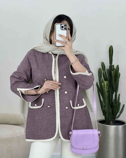 کت نوار دوزی آستین چاک‌دار(5)کد3450