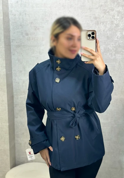 بارانی زنانه کتان آستردار مدل یقه برشکا قد 70