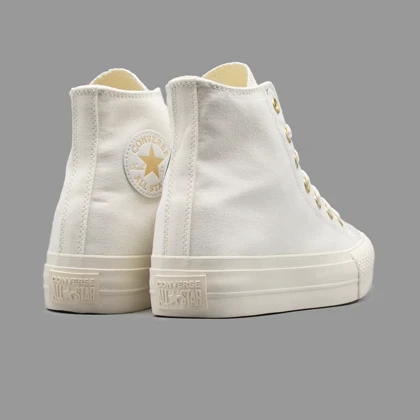 کانورس پلتفرم سفید طلایی ساق‌دار Converse Platform White Gold Hightop