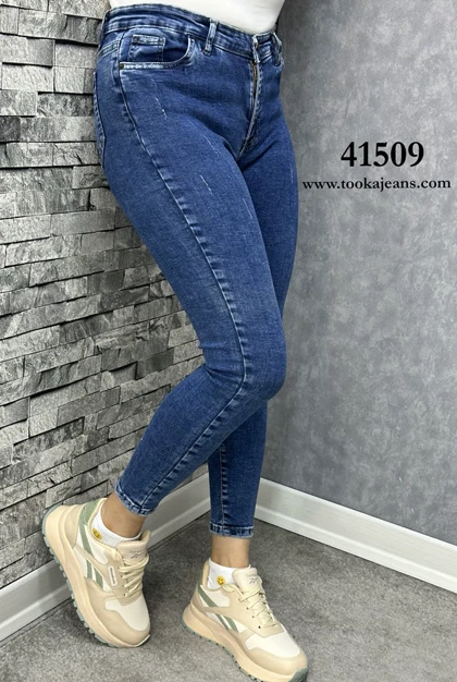 شلوار جین زنانه اسکینی جذب آبی تیره
