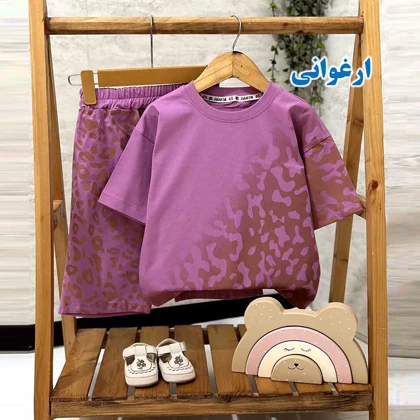 تیشرت شلوارک دخترانه طرح پلنگی
