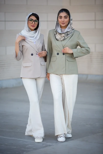 کت زنانه یقه بلیزر آستین 3ربع