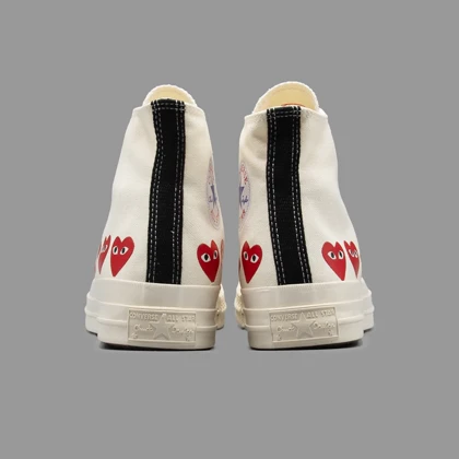 کانورس پلی مولتی هارت سفید ساق‌دار Converse Cdg Play Multi Heart White Hightop