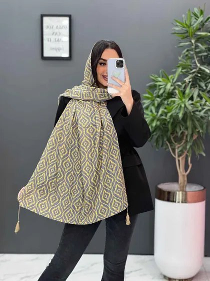 شال طرح دار حریر نخ