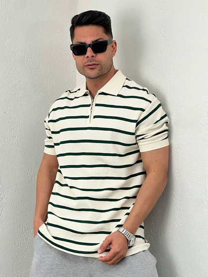 تیشرت مردانه نیم زیپ رینگری