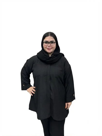 شومیز سایز بزرگ زنانه نخی لینن مدل پشت دکمه (راه راه عمودی)