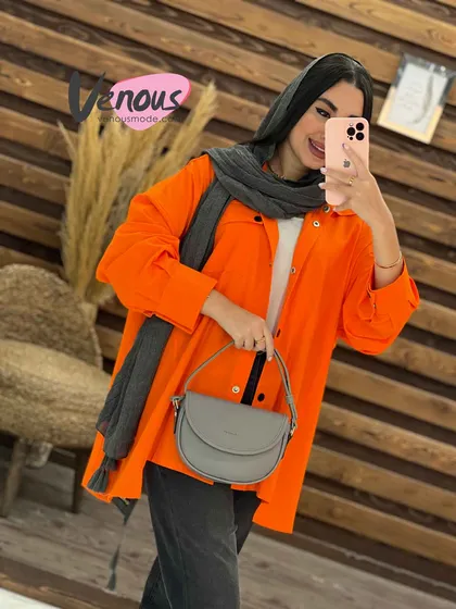 مانتو لینن تک جیب آستین پفی