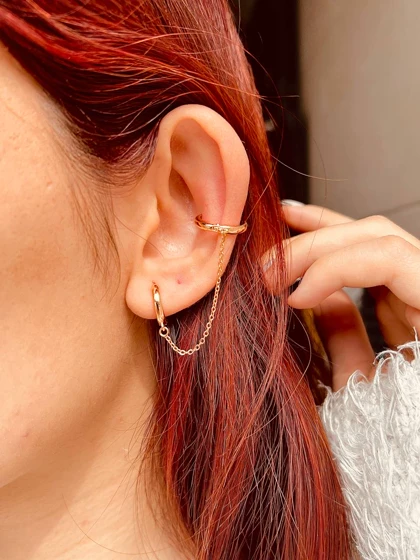 گوشواره پیرسینگ دو سوراخه زنجیری ژوپینگ