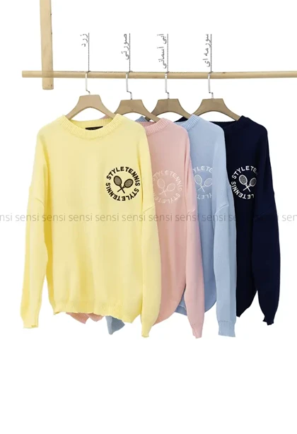 بافت یقه گرد گلدوزی تنیس کد1004903