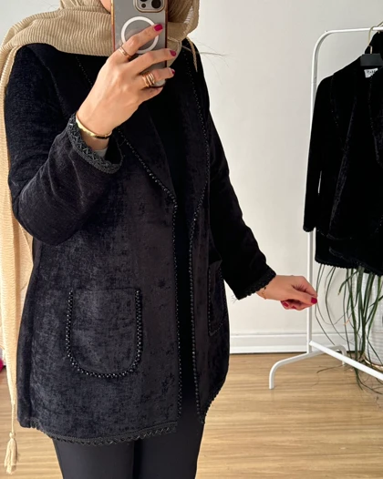 مانتو مخمل سنگدوزی