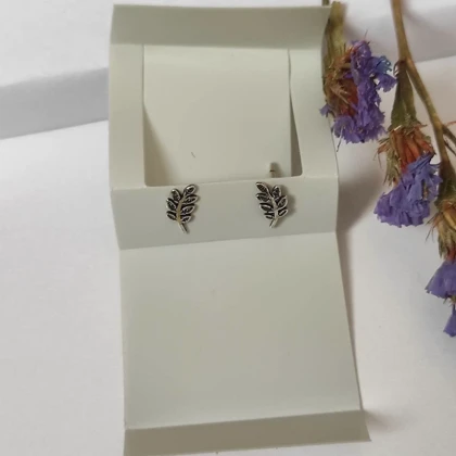 گوشواره نقره 925 زنانه طرح شاخه زیتون (برگ) – مینیمال