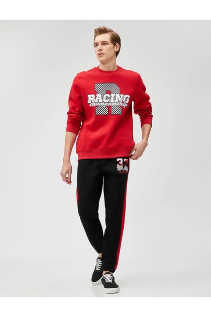 شلوار ورزشی Jogger مسابقه ای با طرح دور کمر با جیب 3SAM40105MK