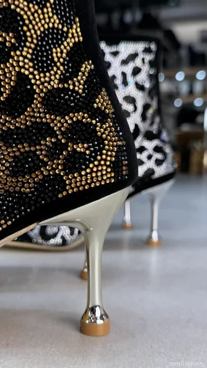 7007 - نیم بوت پلنگی نگینی 7007