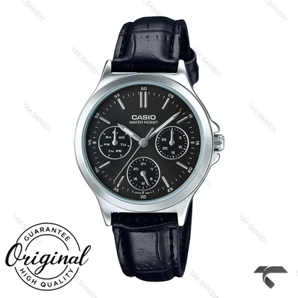 ساعت کاسیو LTP-V300L-1A زنانه اورجینال بند چرم مشکی Casio-10341-L