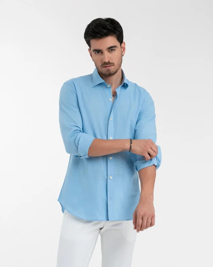ام کی کالکشن پیراهن آستین بلند mk-4320-blue