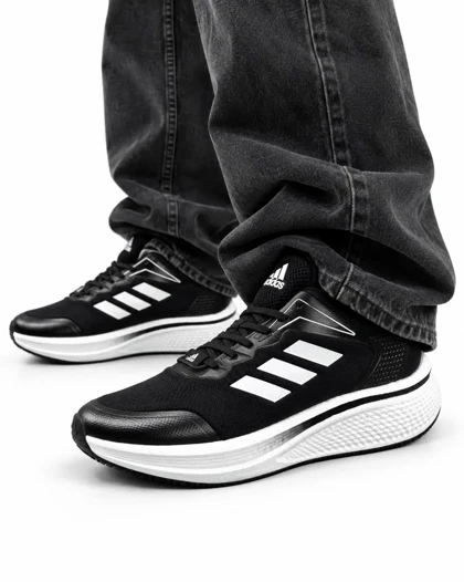 کفش کتانی مردانه بزرگ پا مدل آدیداس زیره بست مشکی سفید ADIDAS