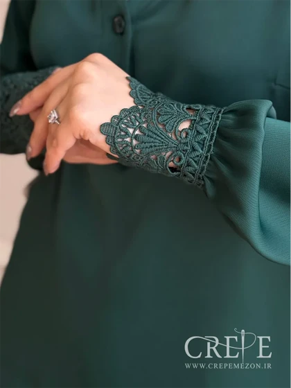 شومیز یقه دو دکمه مچ گیپور